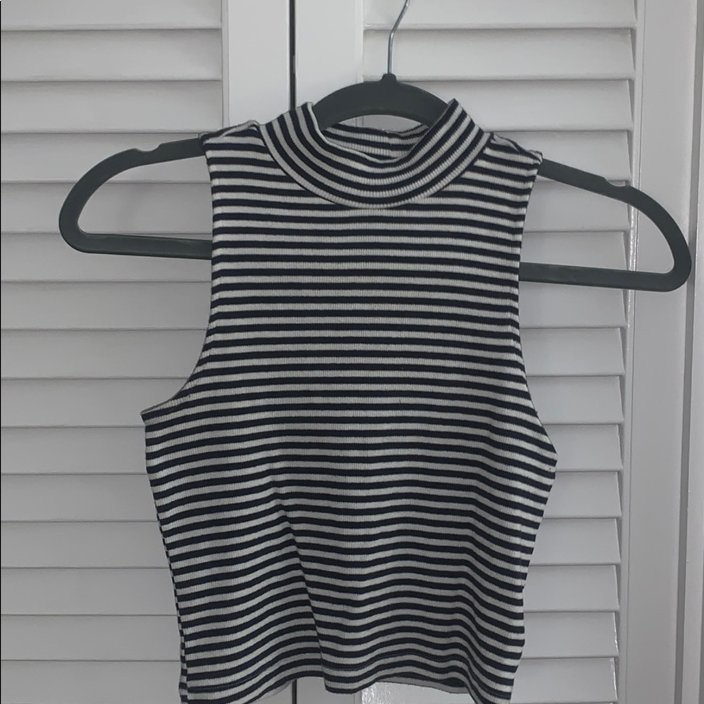 Striped Mock Neck Tank Top
